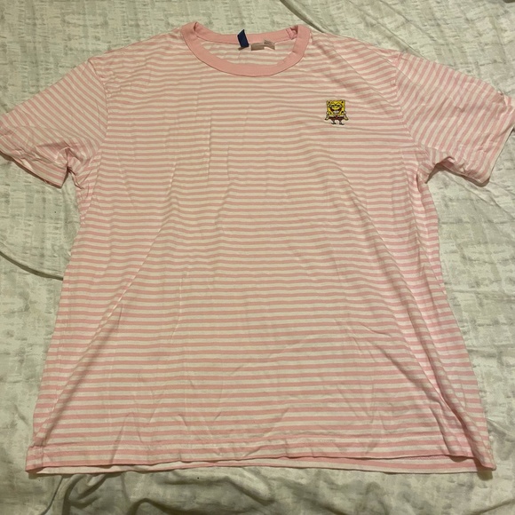 Pink and white striped tee Large - Picture 1 of 3